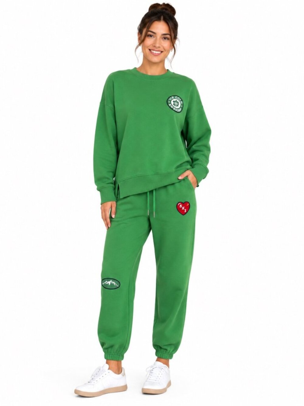 Aerie Women’s Medium Green Sweatshirt Jogger Set 2 Piece Matching Lounge Set